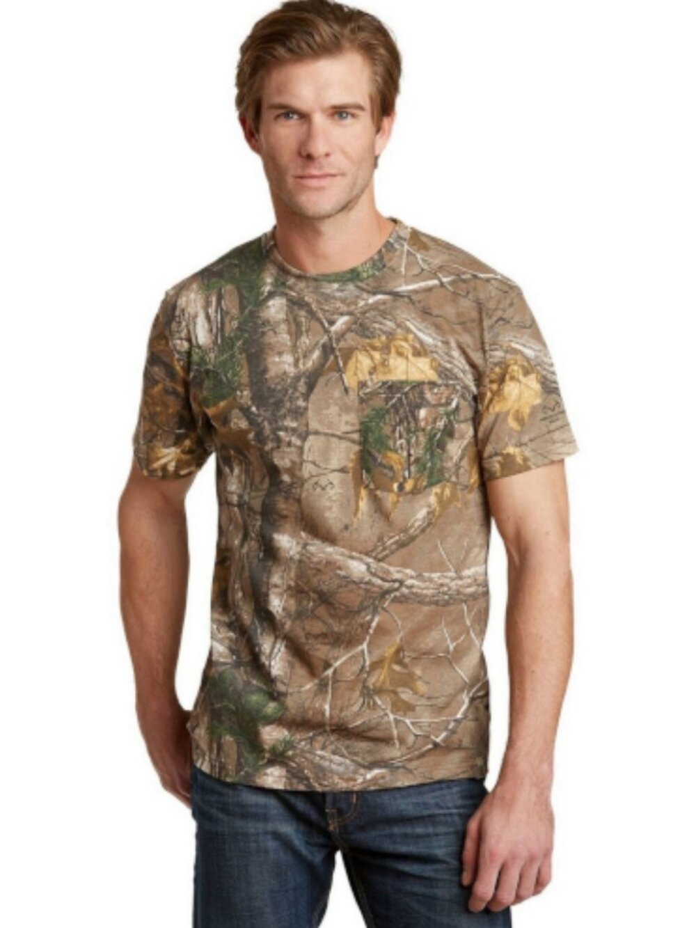 Russell Outdoors S021R Men's Realtree Explorer 100% Cotton T-Shirt With Pocket